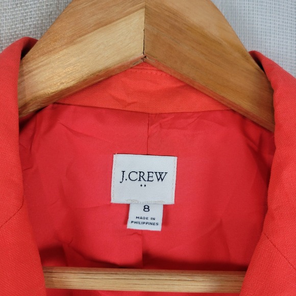 J. Crew Factory Linen Cotton One Button Blazer Sunset Orange Size 8 Suit Jacket - Picture 4 of 11